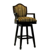 Cherry Frame Brown and Tan Pinstriped Fabric Barstool (Tall)