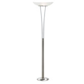 Contemporary Two Light Floor Lamp with Frosted White Glass Shade in Satin Chrome