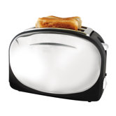 Wide Slot 2 Slice Polished Steel Panel Toaster in Black