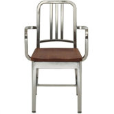 Natural Wood Seat Navy Dining Arm Chair