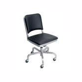 Navy Mid-Back Upholstered Swivel Office Chair