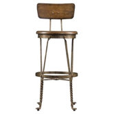 European Farmhouse Artisan's Apprentice Barstool in Distressed Blond