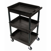 Three Tub Shelf Utility Cart with 12" Shelf Clearance