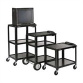 42" High Open Shelf Table with Big Wheels on One End