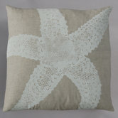 Starfish White Pillow on Natural Linen