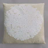 Hydrangea White Pillow on Natural Linen