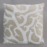 Coral White Pillow on Natural Linen