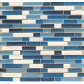 Legacy Glass 5/8" x Random Linear Glass & Stone Mosaic Tile in Ocean Blend