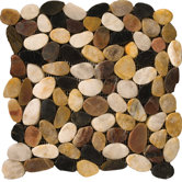 Natural Stone 12" x 12" Flat Rivera Pebble Mosaic in 4 Color Blend