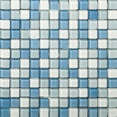 Lucente 1" x 1" Glossy Mosaic Blend in Ocean Mist / Crystal