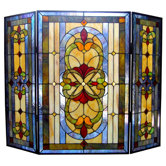 Tiffany 3 Panel Bronze Fireplace Screen