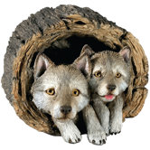 Forever Friends Wolf Pups Sculpture in Gray