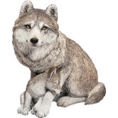 Forever Friends Wolf and Pup Sculpture in Gray