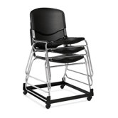 Stacking Chair with Black Plastic Seat and Back