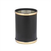 Sophisticates 10" Waste Basket with Brushed Gold Band in Black
