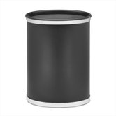 Sophisticates Waste Basket with Polished Chrome Band in Black