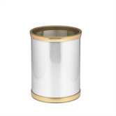 Mylar 10" Waste Basket with Brass Band in Brushed Chrome