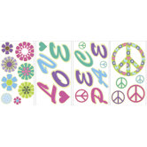 Peace Love Flowers Glow in the Dark Wall Art Kit