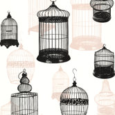 Zinc Avian Bird Cages Wallpaper