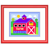 Country Farm Personalized Print with Red Frame