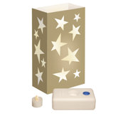 12 Count Battery Operated Luminary Kit with Gold Stars Design