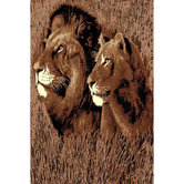 African Adventure Lion and Li1ss Head Novelty Rug