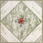 Vinyl Light Green/ Red Flower Floor Tile (Set of 20)