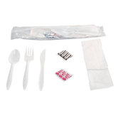 (250 packs per carton) Wrapped Cutlery Kit in White (Fork / Knife / Napkin / Salt / Pepper)