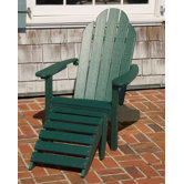 Lifestyle Poly Resin Curved  Back Adirondack Chair with Foot Rest