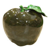 Ceramic Apple Ornament in Dark Green
