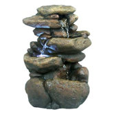 11" 3 Tier Rock Fountain with LED Lights