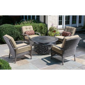 North Mowing All Weather Wicker 5 Piece Deep Seating Group with Cushions