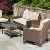 Simplicity All Weather Wicker 4 Piece Deep Seating Group with Cushions