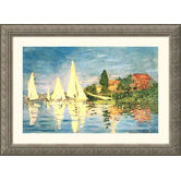 Boating at Argenteuil Silver Framed Print - Claude Monet