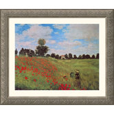 Poppies at Argenteuil Silver Framed Print - Claude Monet