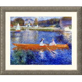 The Seine at Asnieres Silver Framed Print - Pierre Auguste Renoir
