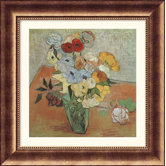 Roses and Anemones Bronze Framed Print - Vincent van Gogh
