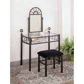 Buckeye Sunburst Design Vanity Set with Stool in Black