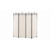 Port Angeles Four Panel Butterfly Decor Folding Screen in Metal Black Verde