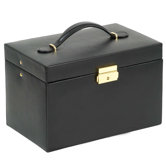 Large Jewelry Case with Three Drawers and Travel Case in Black