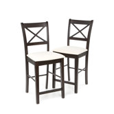 Kremmling 24" Bar Stool with Cross Back Fabric Seat in Cappuccino