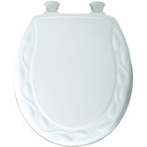Round Molded Wood Ivy Design Toilet Seat with Easy Clean and Change Hinges
