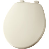 Round Molded Wood Toilet Seat Easy Clean and Change Hinges