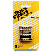 5 Count 2-1/2 Amp AGC Glass Tube Fuses AGC2-1/2