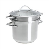 Contemporary Stainless Steel 8 Quart Multi Pot with Steamer, Pasta Insert and Lid