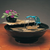 Ceramic Nature Bowl Tabletop Fountain in Black