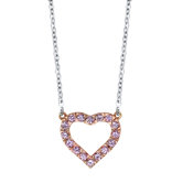 "Sweet Pink Heart" 18kt Rose Gold and Pink Sapphire Necklace with White Gold Chain