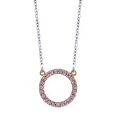 "Love Shape Pink Circle" 18kt Rose Gold and Pink Sapphire Necklace with White Gold Chain