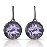 Moonstruck Sterling Silver and Rose De France Quartz 11 ct Earrings with Black Rhodium