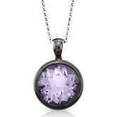 Moonstruck Sterling Silver and Rose De France Quartz 11 ct Pendant with Black Rhodium